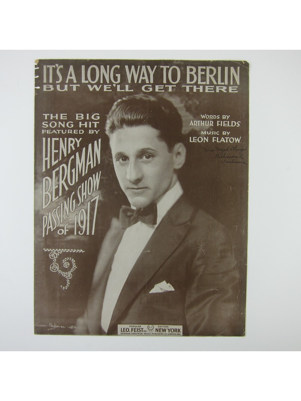 Sheet Music It's A Long Way To Berlin But We'll Get There WWI War Antique 1917